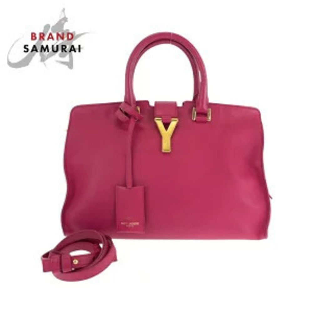 Saint Laurent PARIS Cabas Y Fuschia Pink leather shoulder bag Handbag